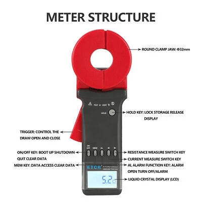 TAISHI Earth Resistance Tester Earth Resistance Tester Ground Digital Clamp On Ground