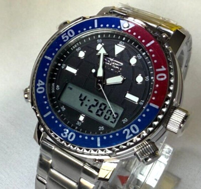 Invicta 48371 Pro Diver Mens 47mm LCD/ Quartz Analog Pepsi Bezel Stainless Watch