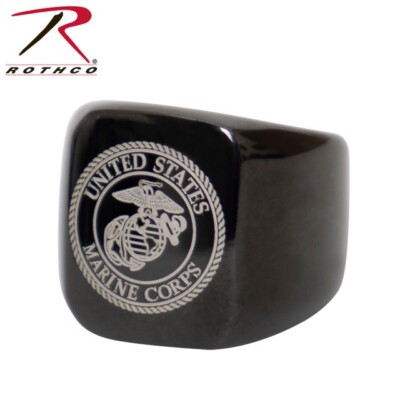 Rothco Stainless Steel USMC Eagle, Globe And Anchor Ring - Black
