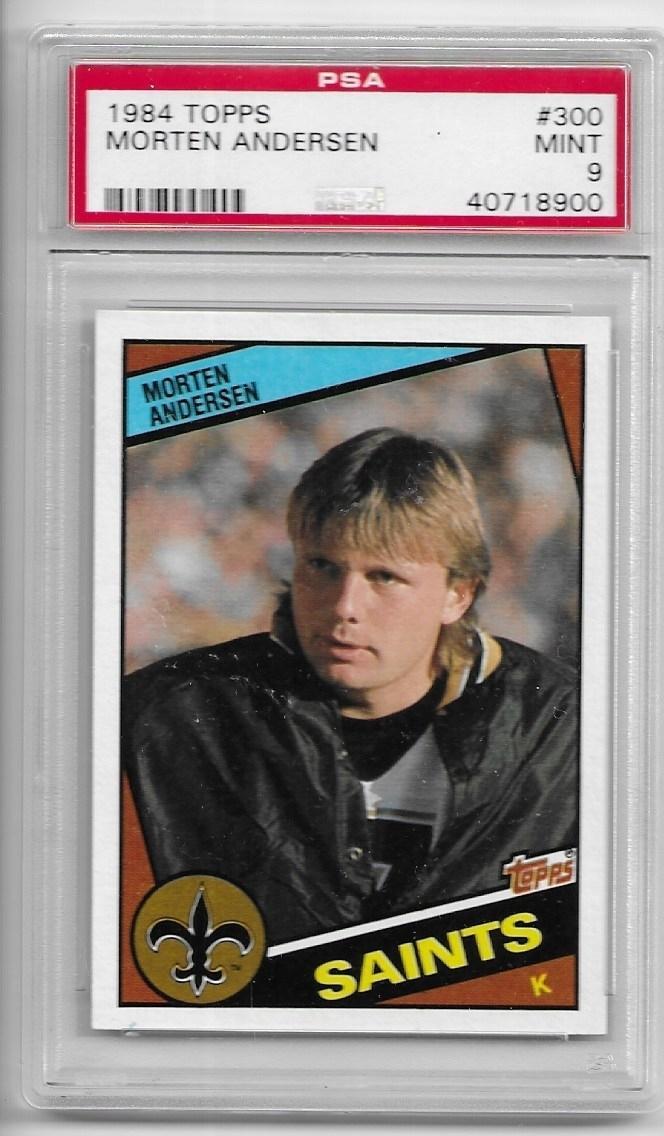 MORTEN ANDERSEN 1984 Topps ROOKIE card #300 New Orleans Saints PSA GRADED 9