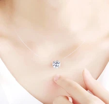 Invisible Clear Line Colorful Zircon Necklace Women Choker Necklace