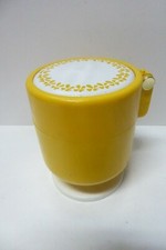 VINTAGE YELLOW PLASTIC RETRO MID CENTURY DRESSING TABLE MAKE UP CASE MIRROR