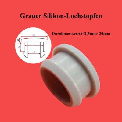 Snap-On Silikon Loch Stecker Grau Gummi Kegel Blanking Rohr Endkappen 2.5mm-30mm