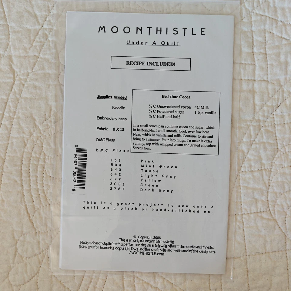 "Under A Quilt" Block Embroidery Template Pattern By Moonthistle Design - Image 3 of 4