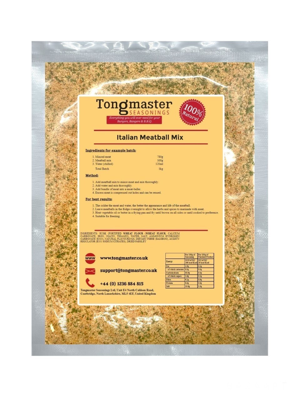 Italian Tomato Meatball Mix - 200g (2kg Batch)