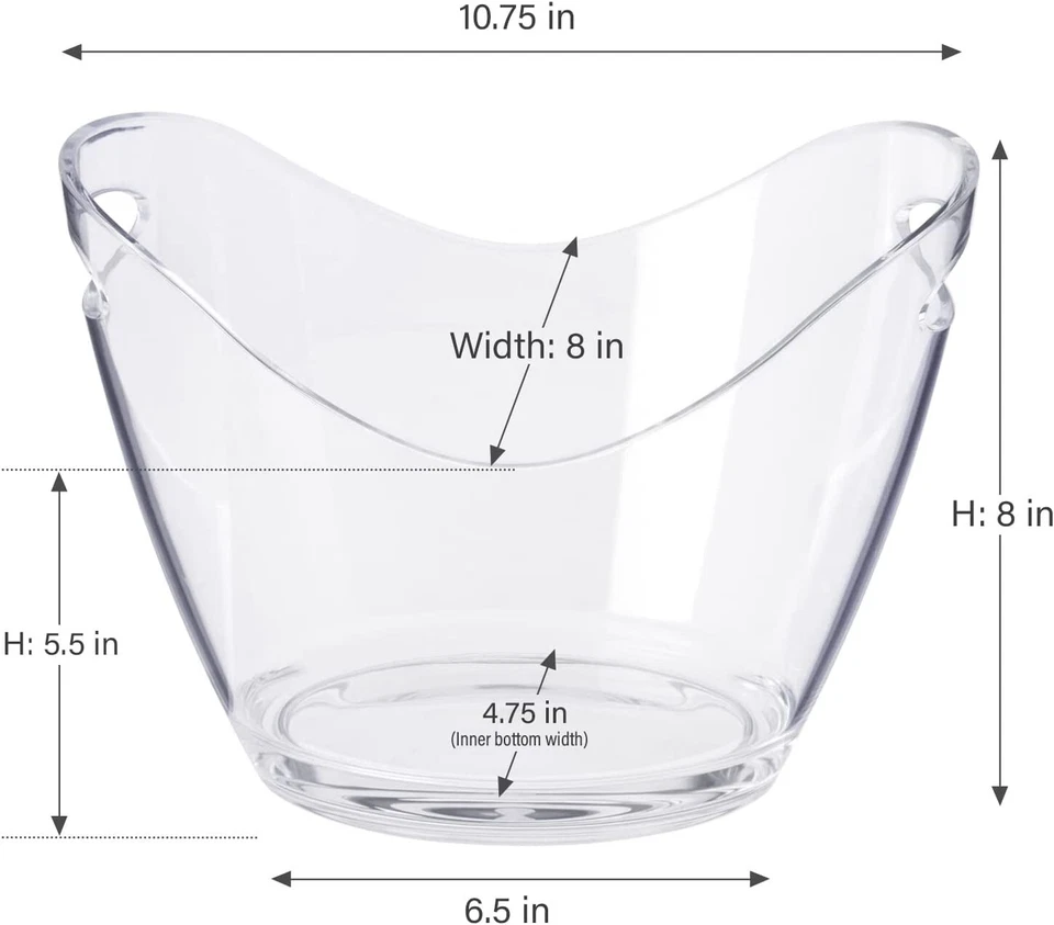 Cubos de hielo a granel de 16 piezas para fiestas, cubo de champán, acrílico transparente de 3,5 litros Foto 4 de 4