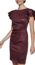 JESSICA HOWARD Women  s Printed Side-Tuck Sheath Dress Size 18 Wine Maroon NWT