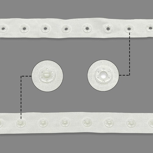 Cinta adhesiva Snap Popper - Borde de botón redondo de 18 mm para ropa y cama - Imagen 6 de 15
