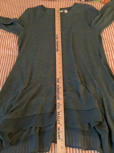 Blusa tunica logo Lori Goldstein piccole tasche tinta unita manica lunga asimmetrica - Foto 6 di 10