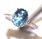 New 925 Sterling blue  topaz  gemstone ring 1.9g with white syn . sapphires — photo 6