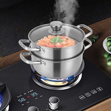 Dämpfer Kochtopf Edelstahl 22cm 2 Etagen Dampfgarer Rostfreier Stahl Dampfkocher