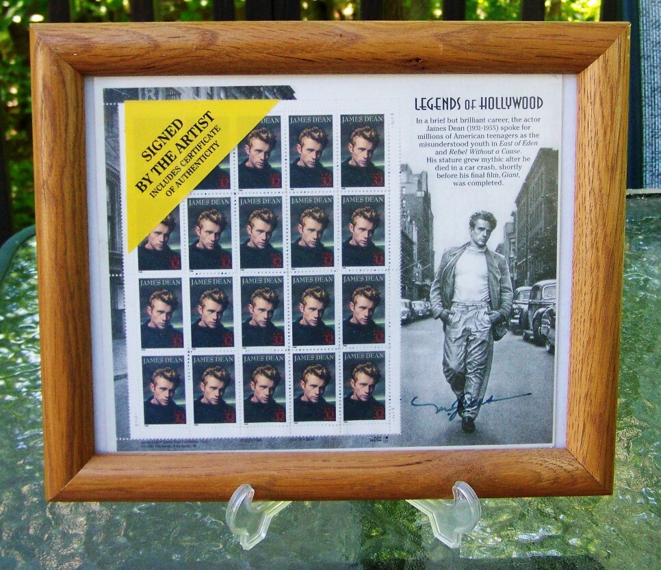 LEGENDS OF HOLLYWOOD JAMES DEAN 9X11 SIGNED 32¢ USPS USA STAMP