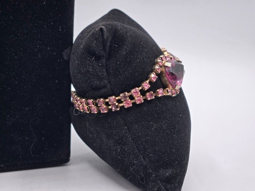 Vtg Juliana Parure Necklace Earrings Bracelet Set Purple Pink Pear Cut - Picture 10 of 23