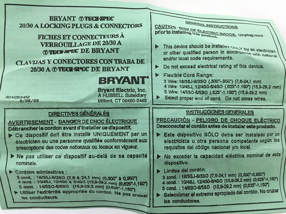 Bryant Locking Connector 4P 4W 120/208V 30A Model 3433 - Image 4 of 4