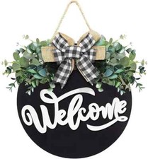 Welcome Sign for Front Door, Door Decor Farmhouse Porch, Black