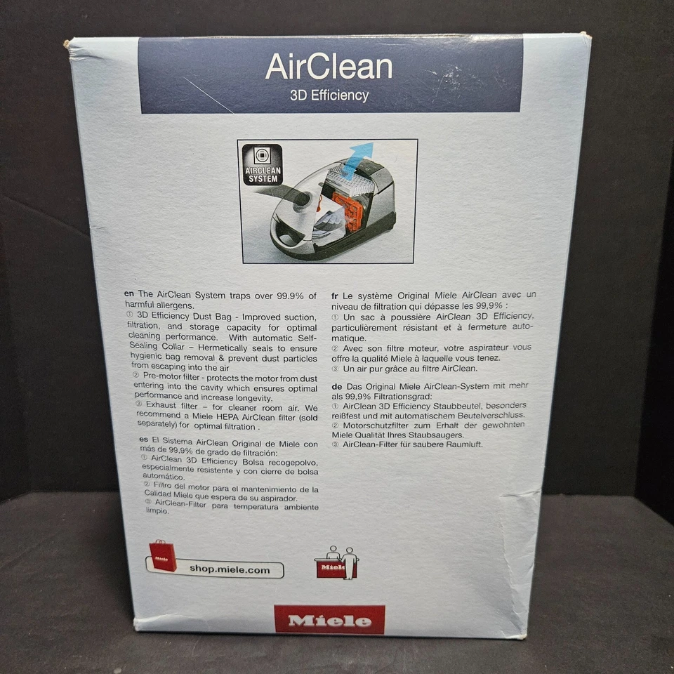 Miele AirClean/Hyclean 3D Efficiency Dust Bag, Type FJM, 5 Bags & 4 Filters New - Image 4 of 4