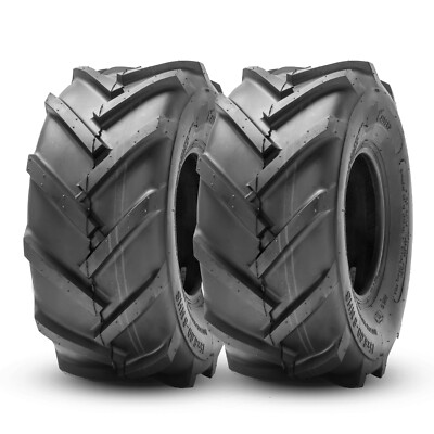 Set 2 15x6.00-6 Lawn Mower Tires 15x6x6 Front Turf Friendly Tractor Tubeless 4PR