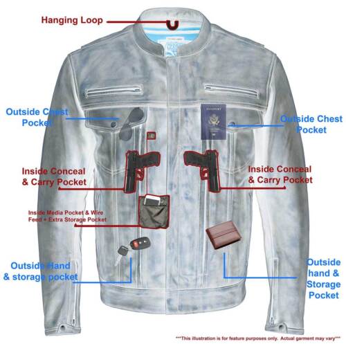 Milwaukee Leather MLM1508 Men's Distressed Brown Leather Motorcycle Jacket - Picture 4 of 18