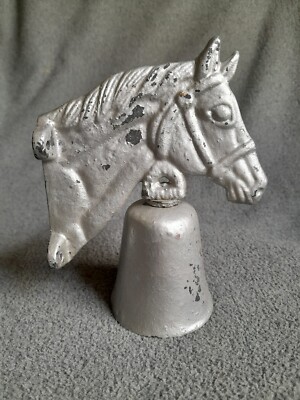 Old Cast Iron Horse Head Bell Wall Mount Equestrian Farm Dinner Western Cowboy 