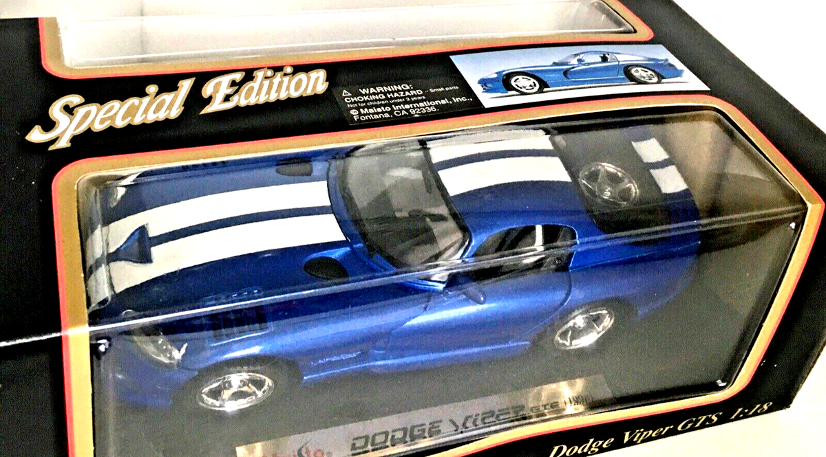 1996 Blue Dodge Viper GTS Sports Muscle Car 1:18 Maisto Diecast
