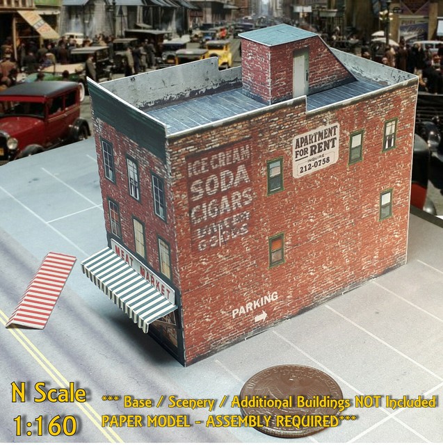 N Scale 1160 Building Downtown Shop Cardstock Model Kit PRE CUT