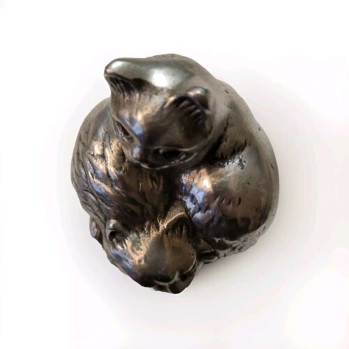 Vintage 1992 Arthur Court Aluminium Yin Yang Kätzchen Katze Briefbeschwerer Skulptur Kunst - Bild 2 von 7