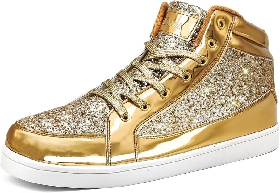 IGxx Glitter Shoes for Men Fashion High Top Casual Sequin Sparkly