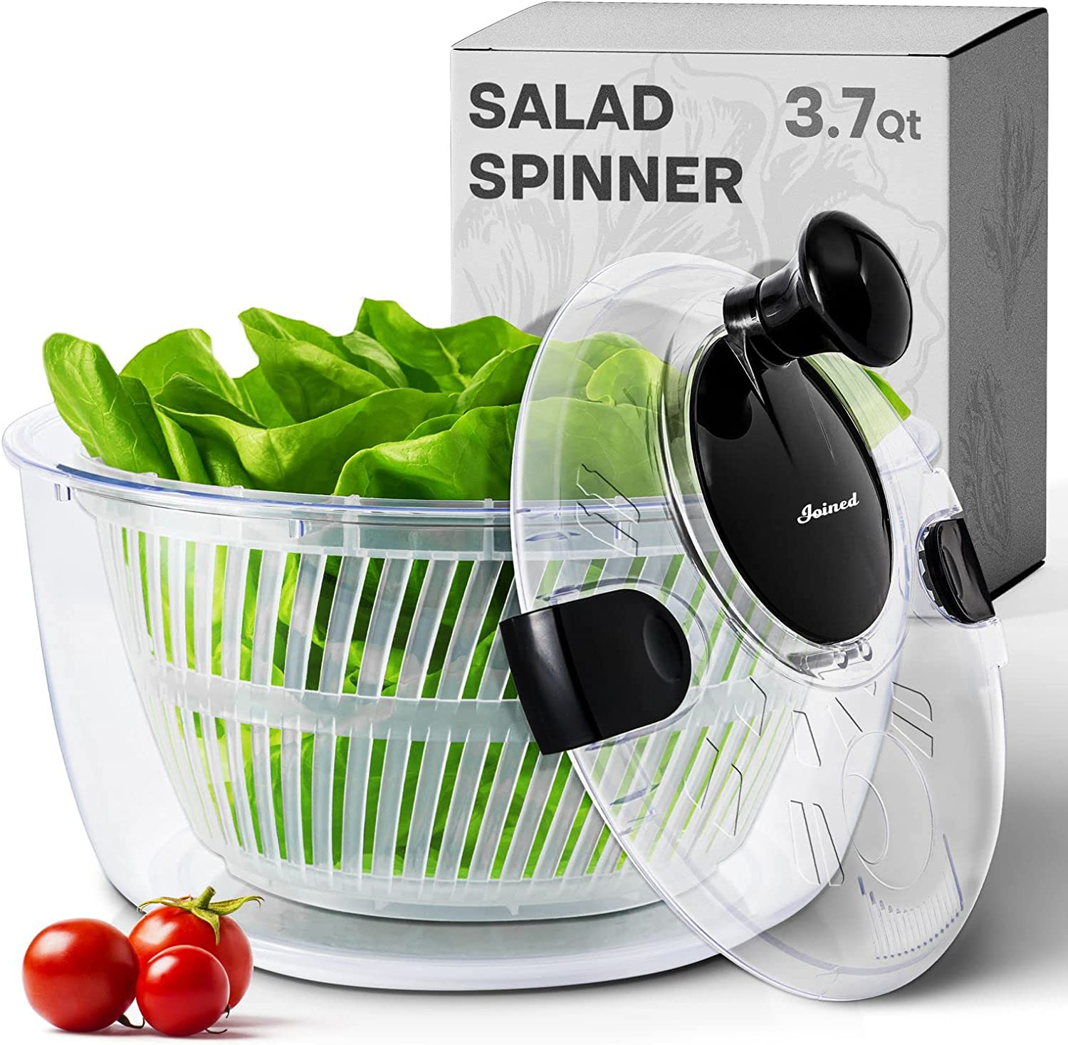 Joined Salad Spinner with Drain, Bowl, and Colander - Quick and Easy Multi-Use L-image