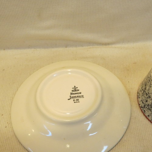 VTG Laughlin Restyled Brittany Theme 1986 Tea Cup & Saucer Set Red Line & Black - Picture 9 of 12