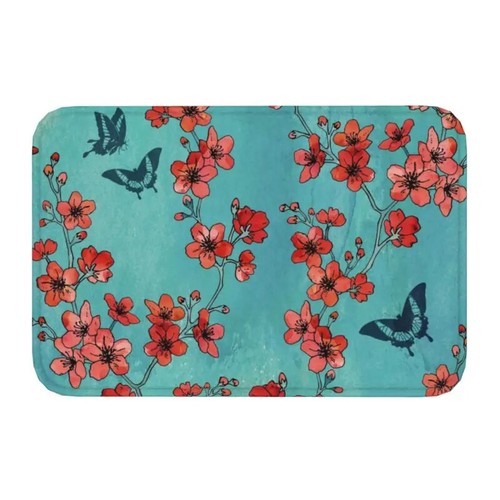 Japanese Sakura Branch Doormat Kitchen Bath Mat Toilet Door Floor Entrance - Picture 12 of 32