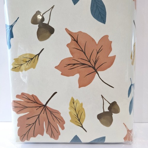 Fall Vinyl Tablecloth 60x84 Leaves Acorns Orange Brown Yellow - Picture 2 of 4
