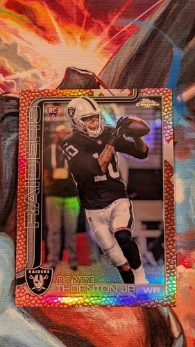 2025 Topps Chrome #385 Donte Thornton JR Raywave RC Leather Football Refractor