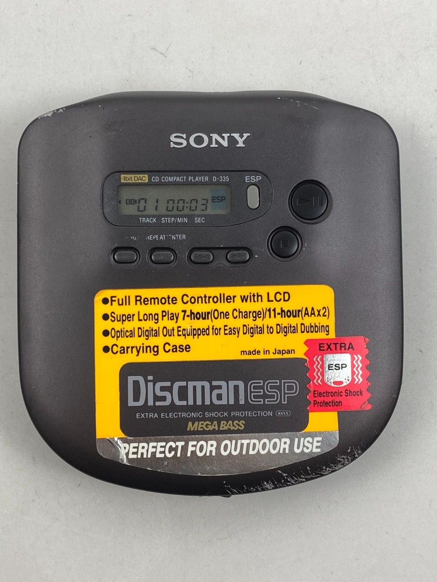 Vintage 1995 Japan Sony Discman D-335 ESP Compact Portable CD