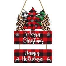 Christmas Decorations Indoor Door Decorations Buffalo Plaid Tree Wall Decor M...