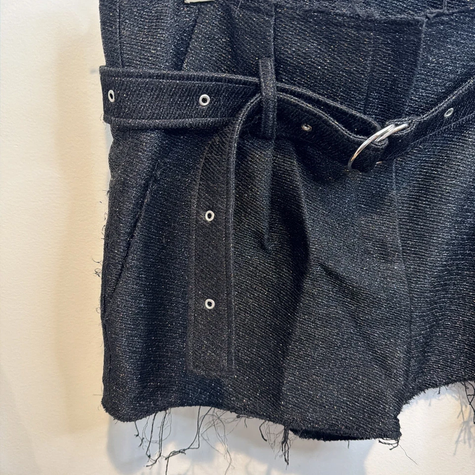 IRO 女式高腰自领带金属细节打褶短裤黑色 38 码 — 第 3/4 张图片