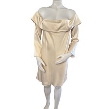 Reformation Maves Mini Dress off the shoulder, long sleeve,Almond Size XL