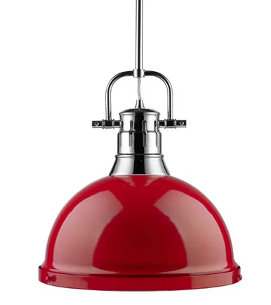 Golden Lighting 3602-L CH-RD Duncan 1 Light Mini Pendant, Chrome w Chain, 14"W - Picture 1 of 5