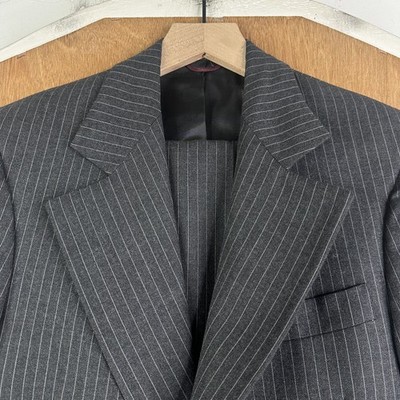 VTG Hart Schaffner Marx Suit Mens 36S Gray Pinstripe 2 Button Wool 30x28 1970s