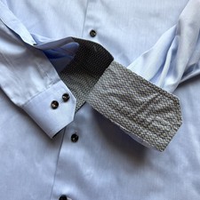 Eton Contemporary 100 Cotton Twill Button Down Dress Shirt 46 18 Blue Flip Cuff