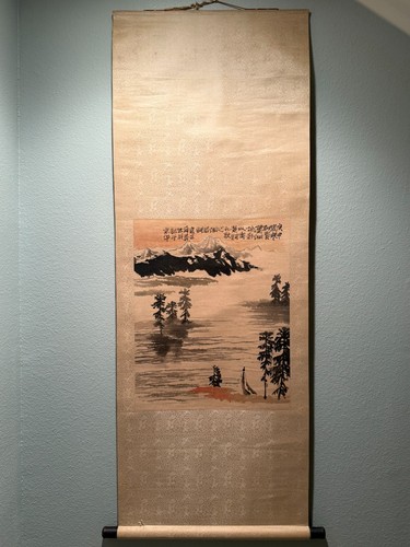Vintage Chinese Watercolor Painting Scroll