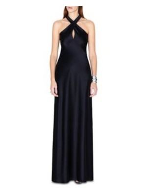 GALVAN LONDON Womens Black Crisscross Sleeveless Full-Length Gown Dress 6