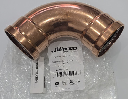 4" PRESS COPPER 90° ELBOW JW PRESS 50095