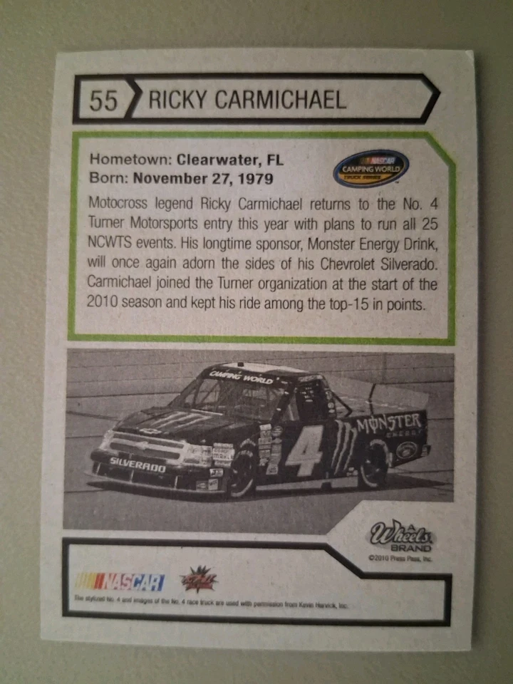 2011 Element Ricky Carmichael GOLD AUTOGRAPH MOTOCROSS SUPERCROSS SX MX #4 RC 55 - Image 2 of 2