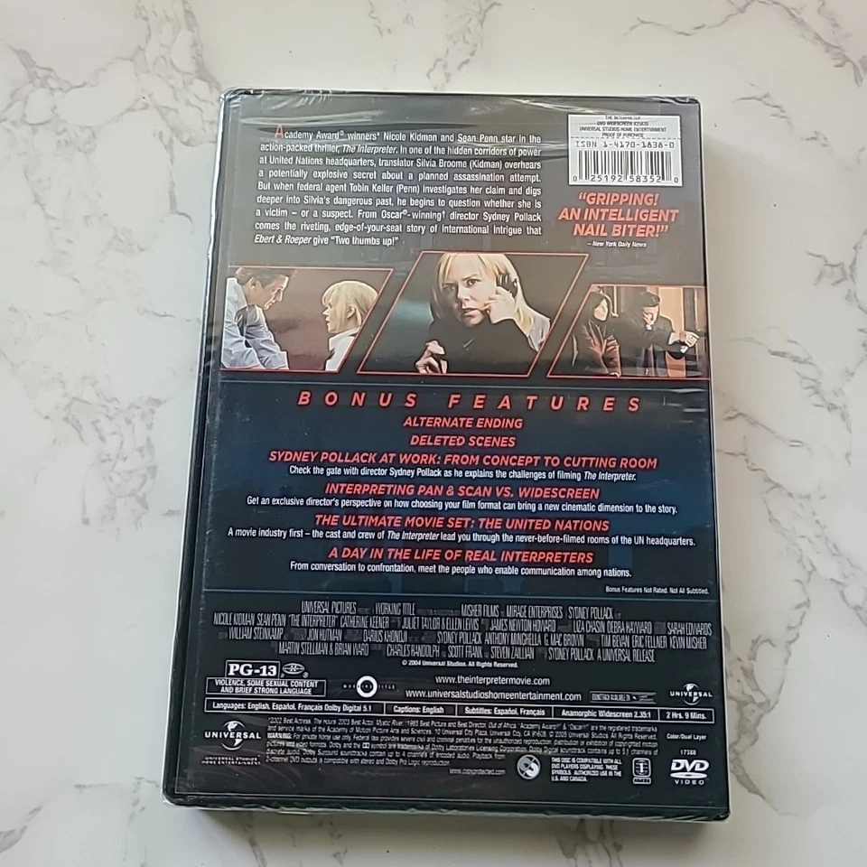 The Interpreter NEW Sealed DVD Widescreen 2005 Nicole Kidman, Sean Penn, FAST SH - Image 2 of 4
