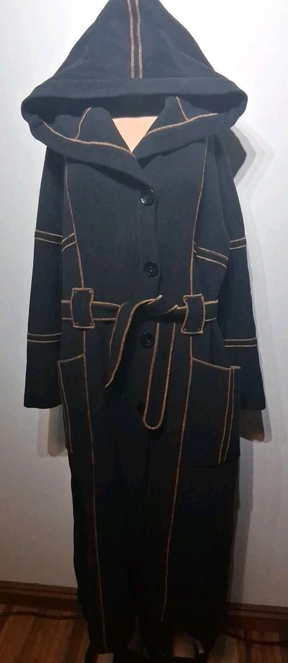 Abrigo largo con capucha mezcla lana negra mujer La Et Dieu Crea talla FR 42/M Foto 4 de 4