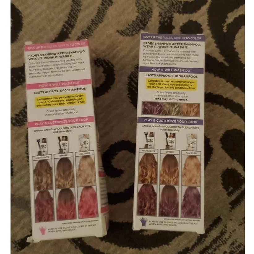 LOTE L'Oreal ColoRista Color de Cabello Semipermanente Púrpura #400 y Rosa Caliente #350 Foto 3 de 4