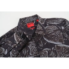 Hugo Boss Ermo Button Up Shirt Mens Medium Slim Fit Black Floral Long Sleeve