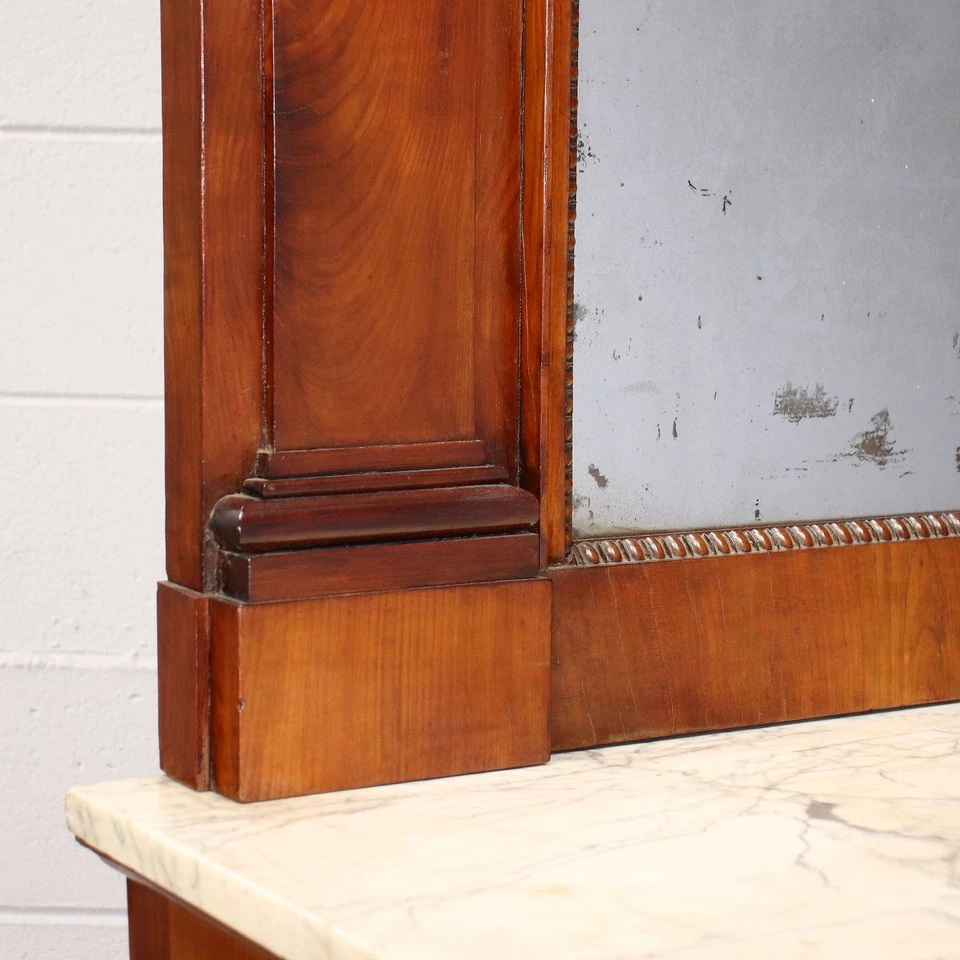 Antique Restoration Cherrywood Console Table with Mercury Mirror 19th Century - Image 4 of 4