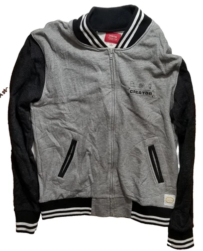 Nintendo Labo Creator Varsity Bomber Jacket Sportiqe Gray Black Graphic XL Used - product listing photo