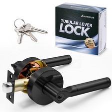 Round Heavy Duty Entry Door Handle Lock with Keys,Reversible Door Lever for L...